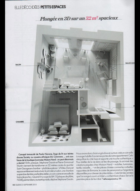 MAISON HAND Lyon - ELLE DECO septembre 2013 - 3 petits espaces  ides