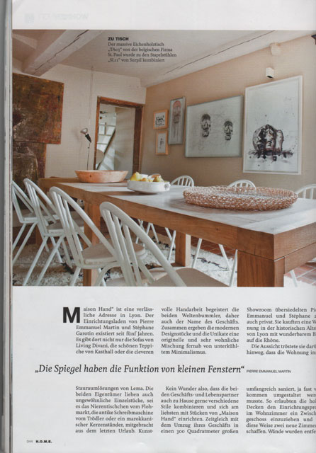 MAISON HAND Lyon - La presse allemande  - HOME magazine dco - Pierre Emmanuel Martin et Stephane Garrotin